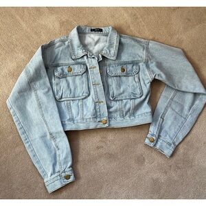Shein Denim cropped light wash jacket